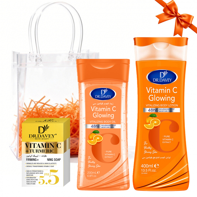 Vitamin C Serum - デイビィ博士 ビタミンC スキンケア3点セット ボディローション+ソープ+ボディオイル 四季対応スキンケアセット ギフト