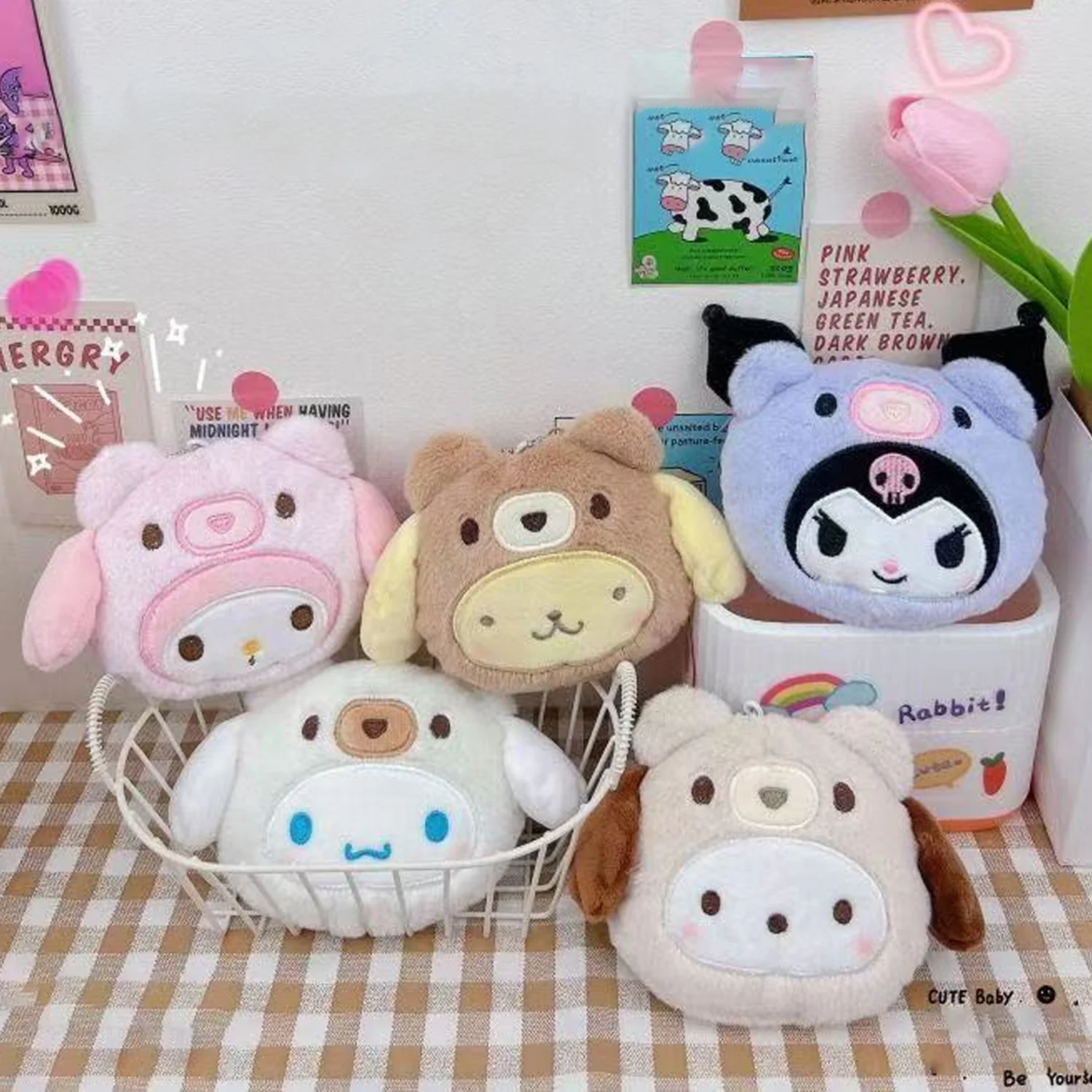 Lip Balm - ぬいぐるみコインパースペンダント、ヒーリングデータケーブル、口紅収納バッグ、ダブルショルダーバッグペンダント、友人へのホリデーギフト