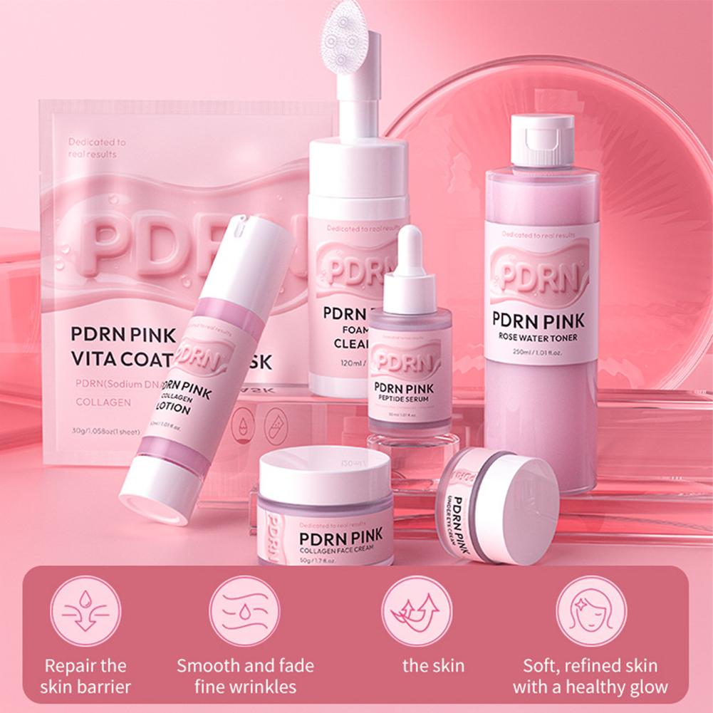ピンク色のPDRNサーモンDNAコラーゲン配合スキンケアセッ - Skincare Glowing のレビューと価格